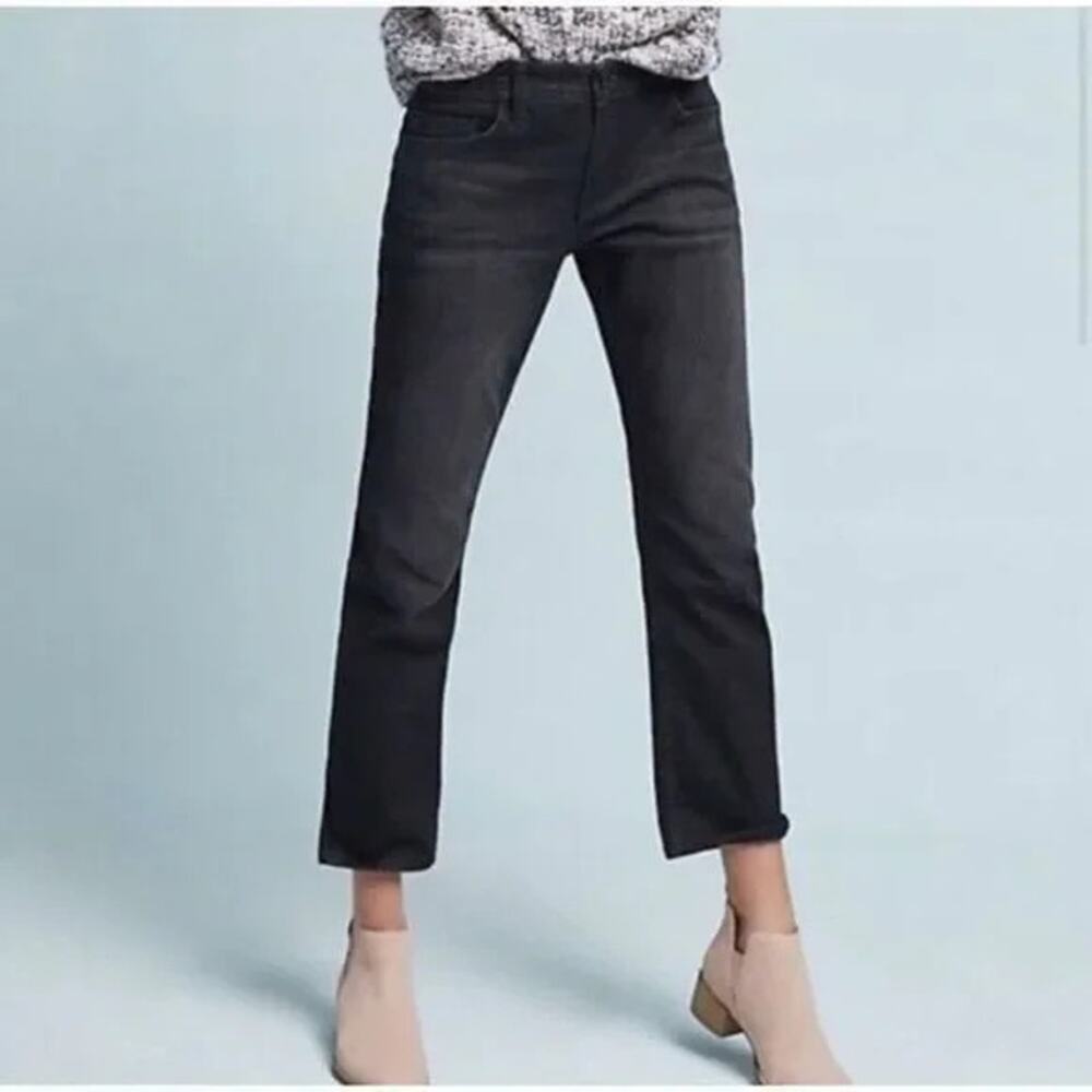 Anthropologie PIlcro Slim Straight Leg Jeans Black Charcoal Wash Womens 25 Faded